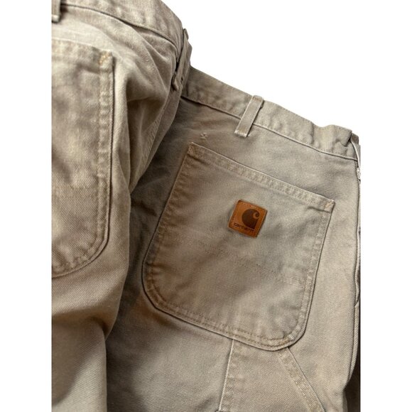 Carhartt Mens Beige Canvas Dungaree Work Pants Size 42x32 - note flaws - Picture 5 of 14